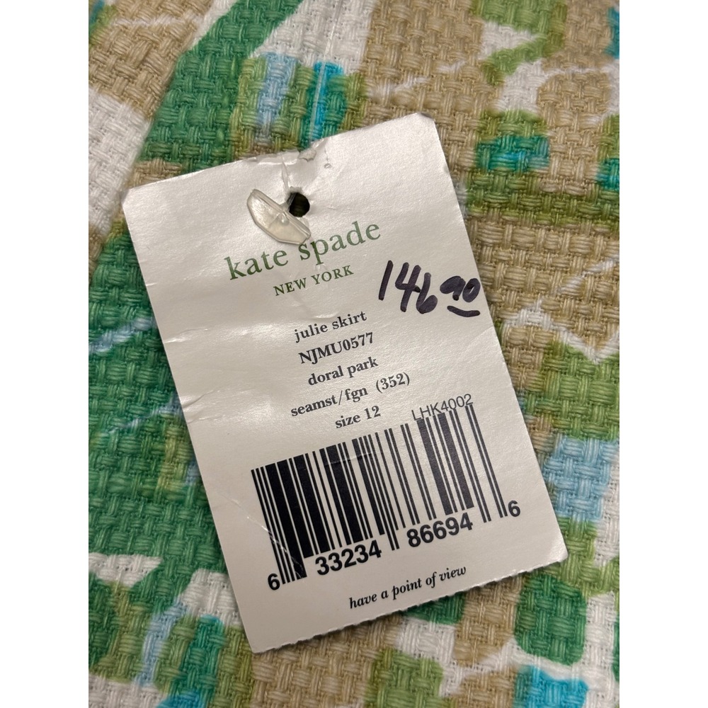 Kate Spade New York Green Plaid Julie Skirt Doral Park Preppy Summer 12 NEW - Picture 3 of 7